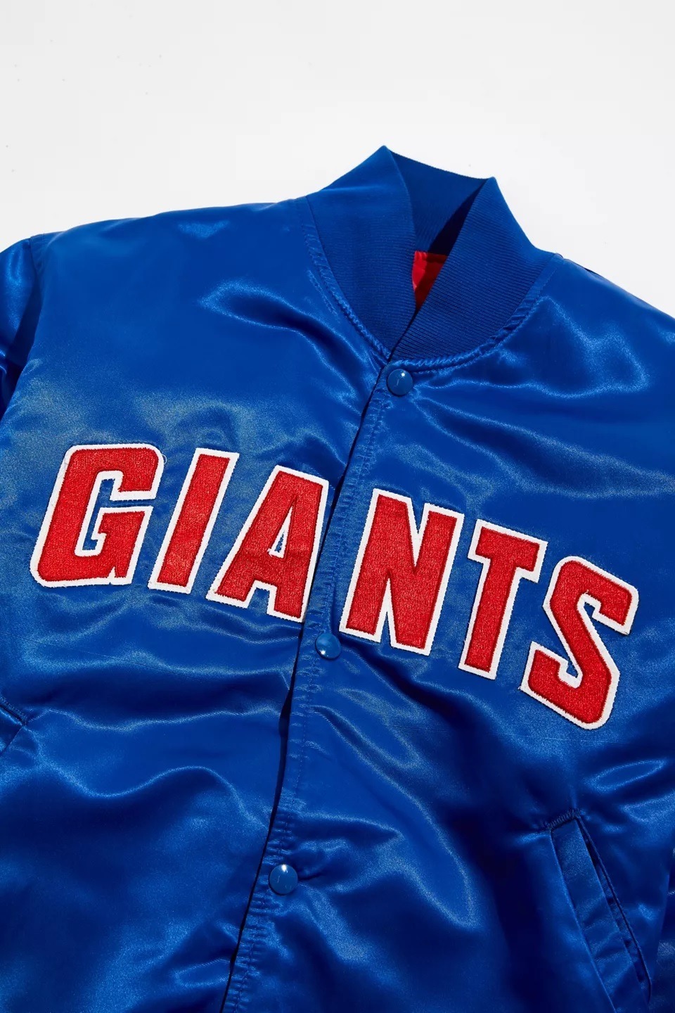 New York Giants Blue Satin Bomber Jacket