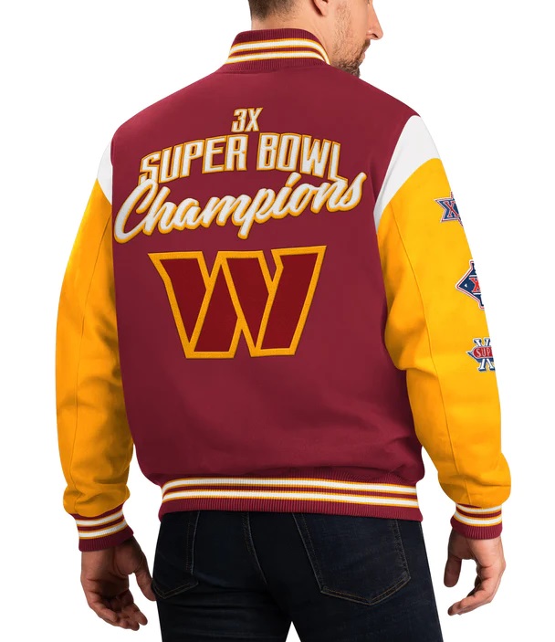 Washington Commanders 3 Time Super Bowl Varsity Jacket
