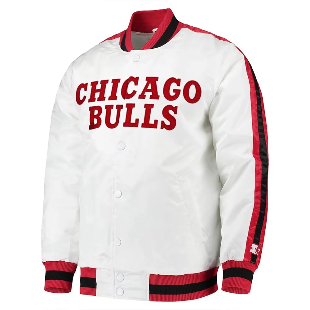 Chicago Bulls The D-Line White Satin Jacket