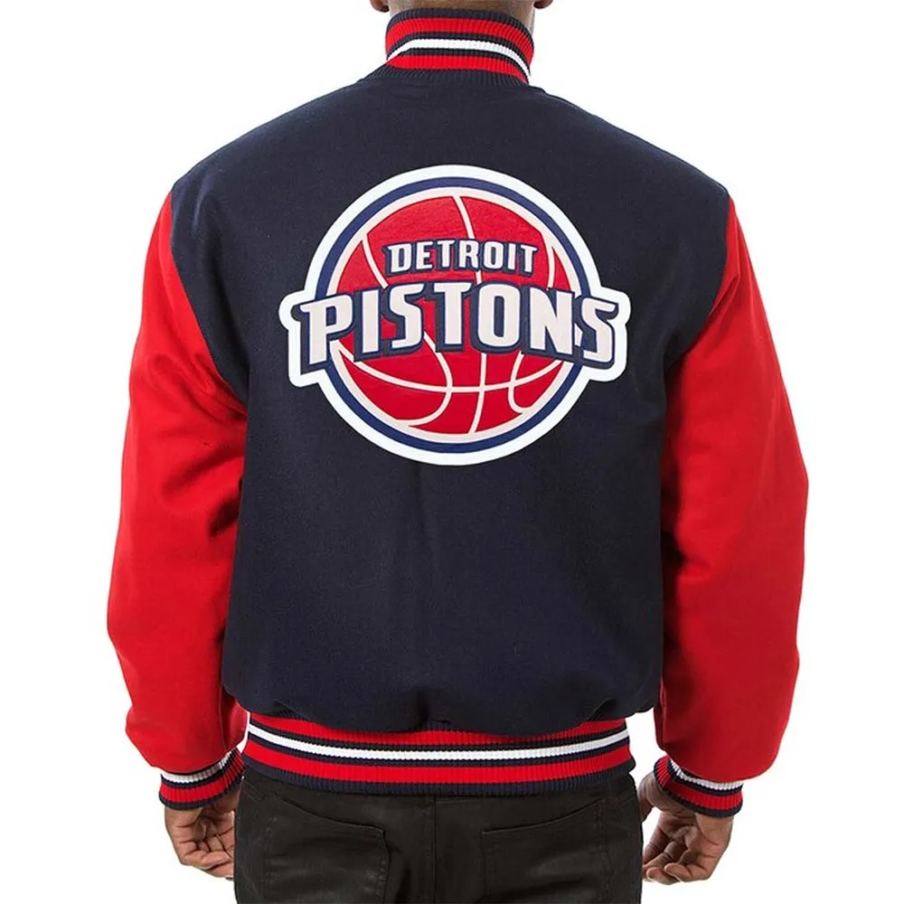 Detroit Pistons Two-Tone Navy/Red Varsity Wool Jacket