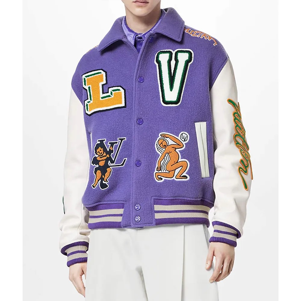Louis Vuitton Purple and White Varsity Jacket
