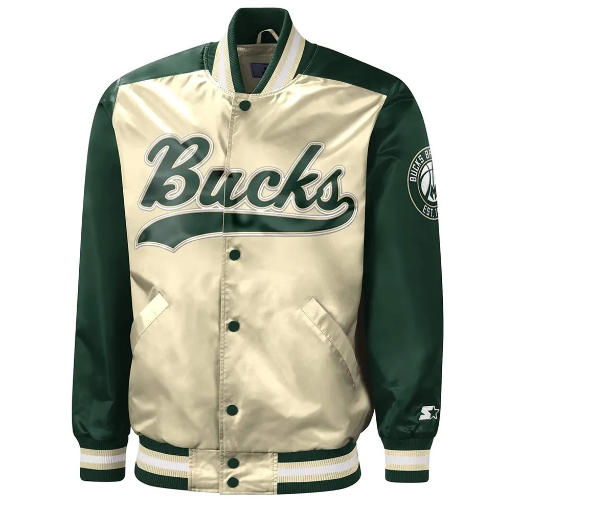 The Tradition II Milwaukee Bucks Green/Cream Satin Jacket