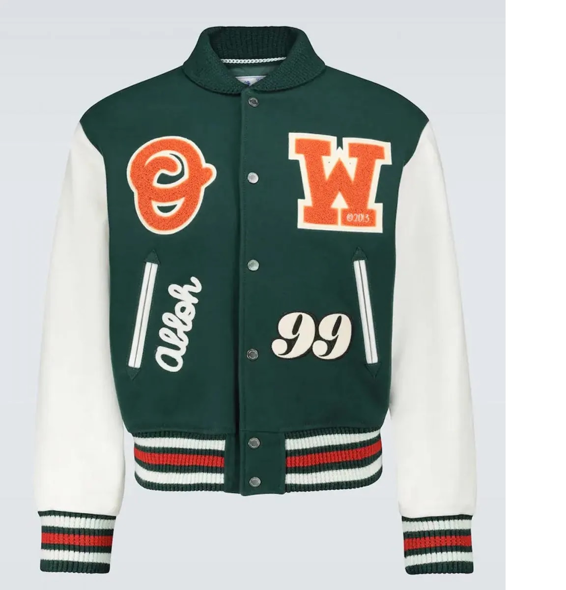 Varsity Green and White Letterman Jacket