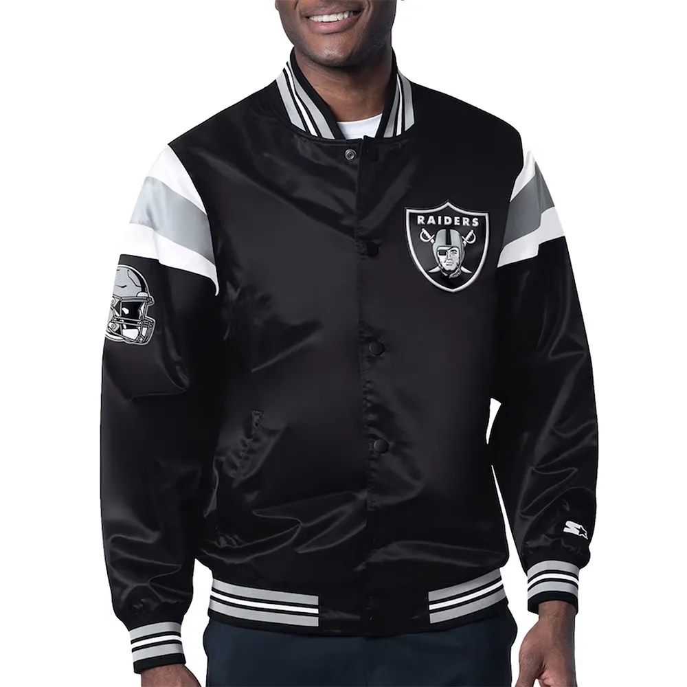 Las Vegas Raiders Midweight Black Satin Jacket