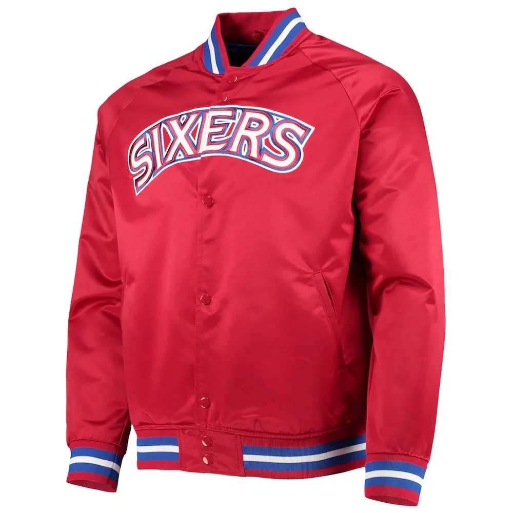 Philadelphia 76ers Sixers Satin Full-Snap Jacket
