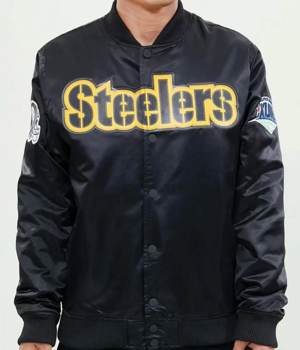 Pittsburgh Steelers NFL Black Satin Jacket