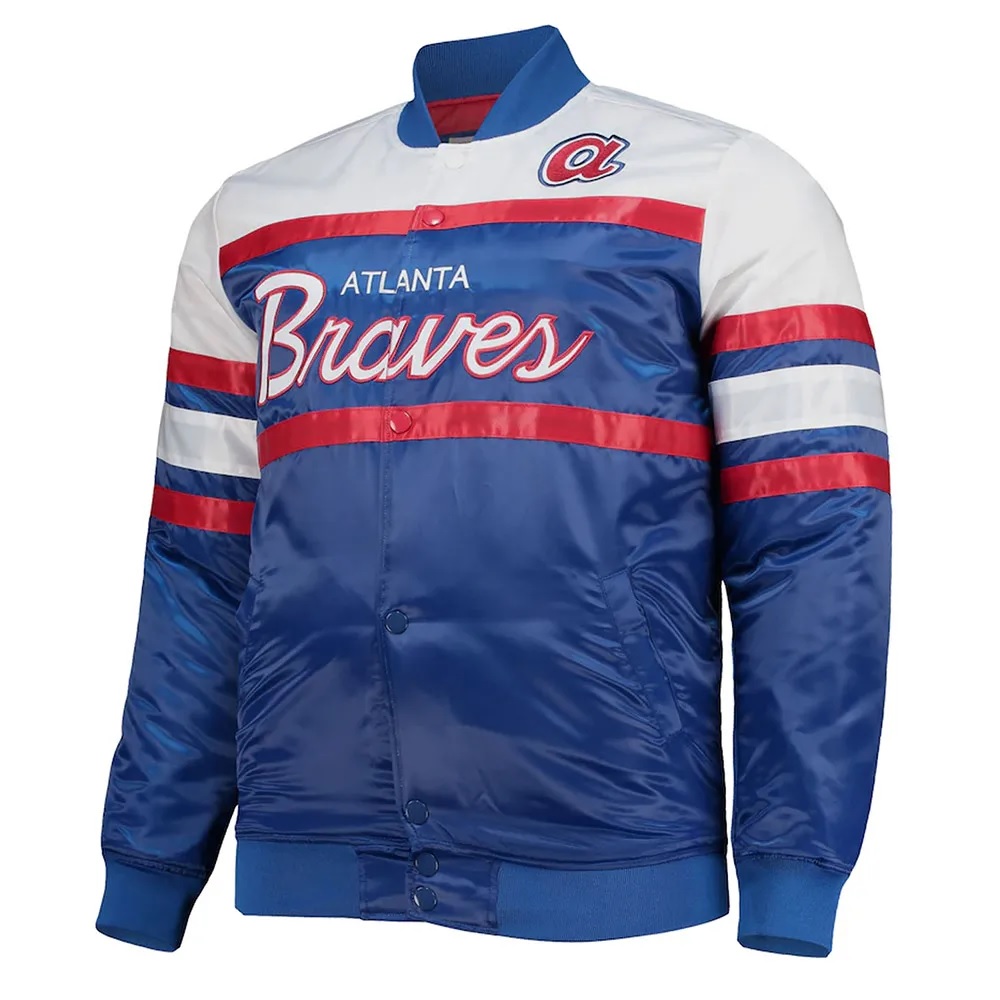 Special Script Atlanta Braves Coaches Blue and White Jacket